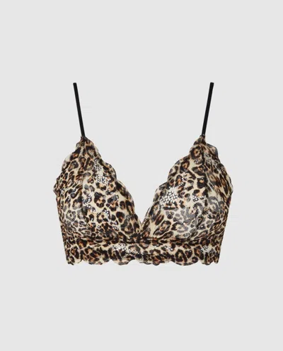 Understatement Lace Triangle Bralette Leopard In Gold