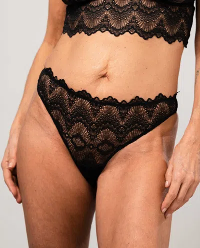 Understatement Lace Thong Black In Gold