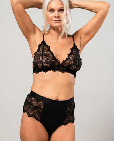 Understatement Lace Triangle Bralette Black In Gray