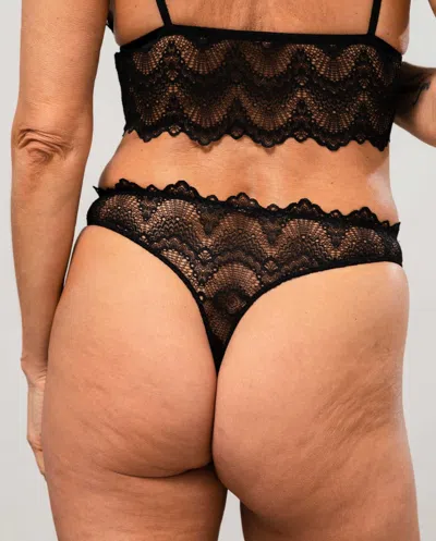 Understatement Lace Thong Black In Gold