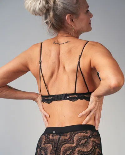 Understatement Lace Triangle Bralette Black In Gray