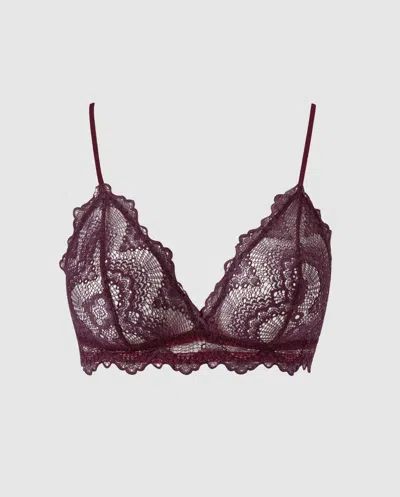 Understatement Lace Triangle Bralette Cherry In Purple