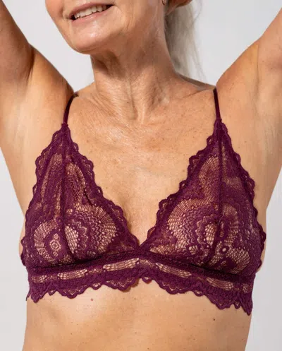 Understatement Lace Triangle Bralette Cherry In Purple