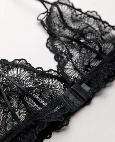 Understatement Lace Triangle Bralette Black In Gray