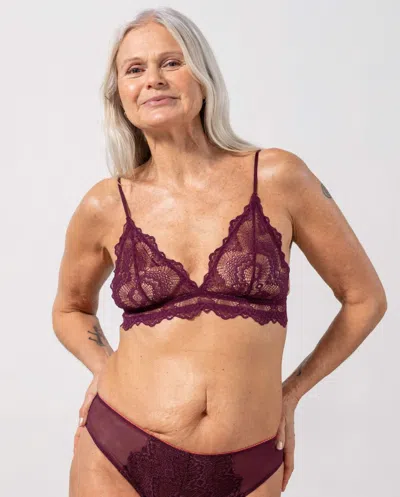 Understatement Lace Triangle Bralette Cherry In Purple