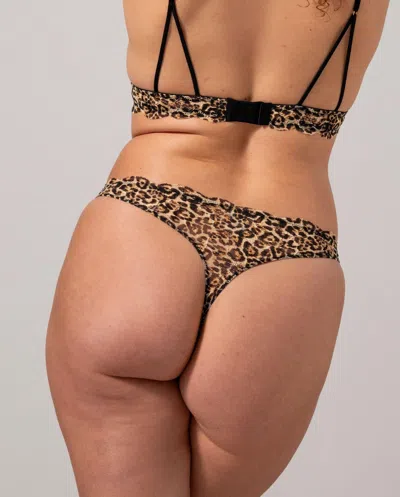 Understatement Lace Thong Leopard In Gray