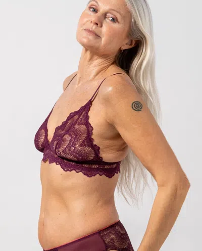 Understatement Lace Triangle Bralette Cherry In Purple
