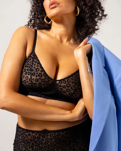 Understatement Mesh Balconette Black Leopard In Black