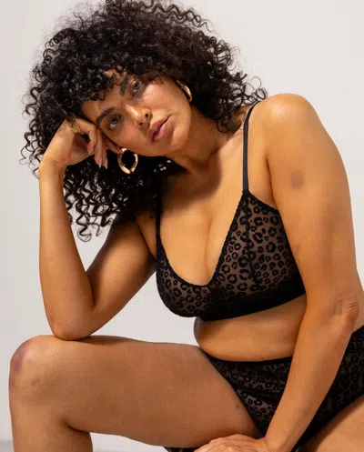 Understatement Mesh Balconette Black Leopard In Black