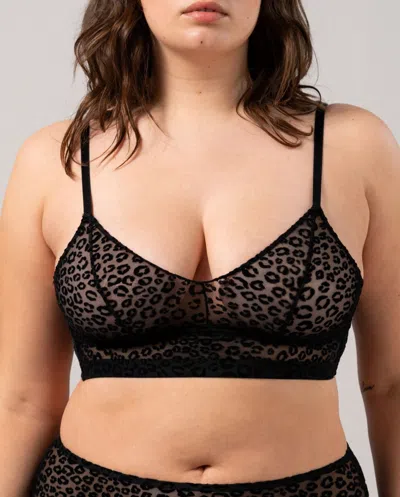 Understatement Mesh Balconette Black Leopard In Black