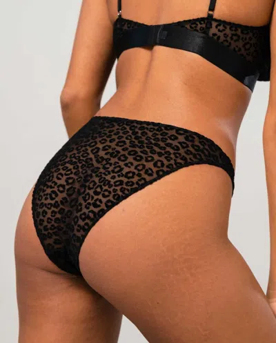 Understatement Mesh Bikini Briefs Black Leopard In Black