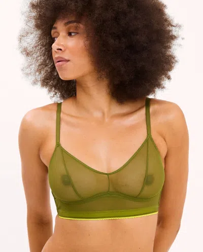 Understatement Mesh Balconette Olive In Green