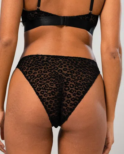 Understatement Mesh Bikini Briefs Black Leopard In Black