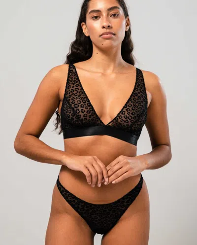 Understatement Mesh Bikini Briefs Black Leopard In Black