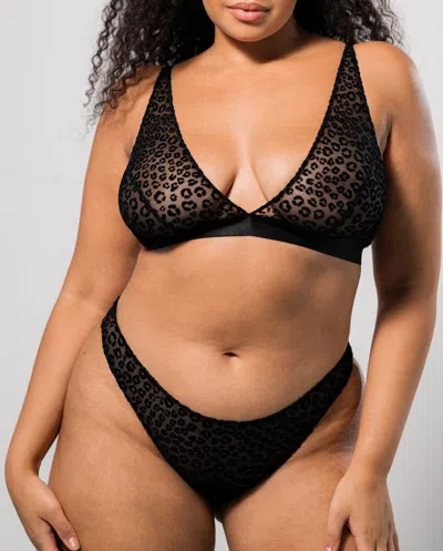 Understatement Mesh Bikini Briefs Black Leopard In Black