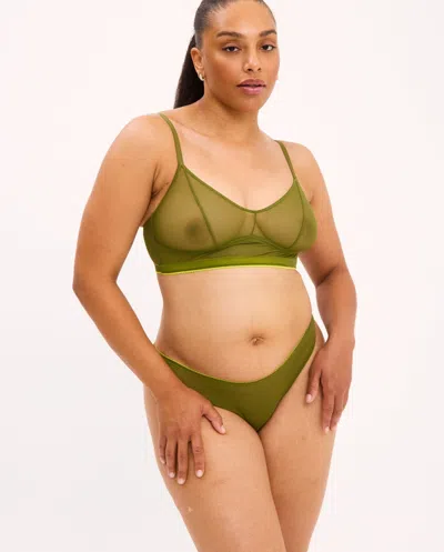Understatement Mesh Balconette Olive In Green