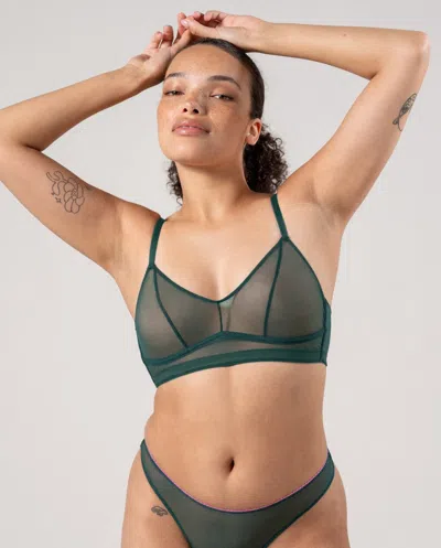 Understatement Mesh Balconette Pine Green In Green