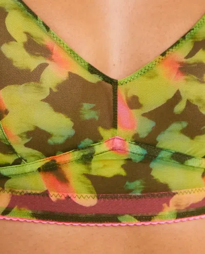 Understatement Mesh Balconette Olive Abstract Floral In Green