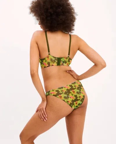 Understatement Mesh Balconette Olive Abstract Floral In Green