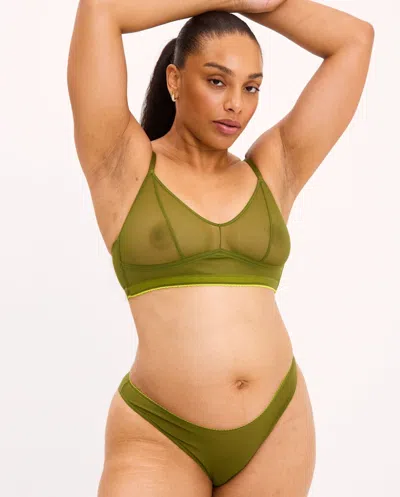 Understatement Mesh Bikini Briefs Olive In Green