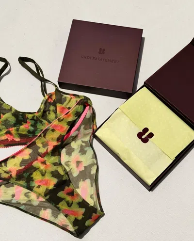 Understatement Mesh Balconette Olive Abstract Floral In Green