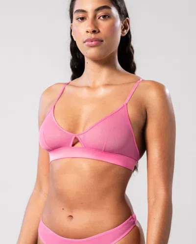 Understatement Mesh Cut-out Triangle Bralette Candy Pink In Pink