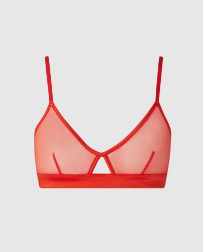 Understatement Mesh Cut-out Triangle Bralette Fiery Red In Red