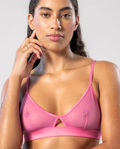 Understatement Mesh Cut-out Triangle Bralette Candy Pink In Pink