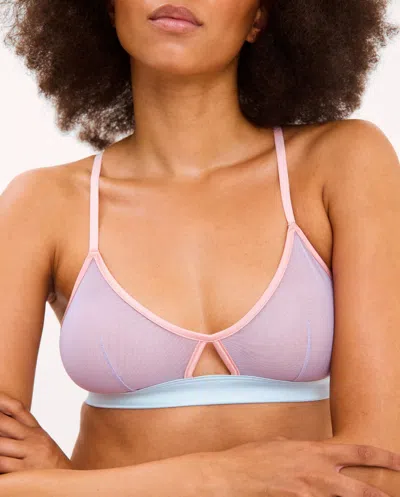 Understatement Mesh Cut-out Triangle Bralette Pastel Lilac In Gold