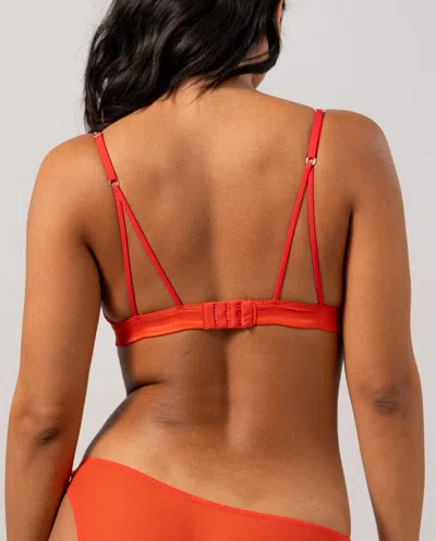 Understatement Mesh Cut-out Triangle Bralette Fiery Red In Red