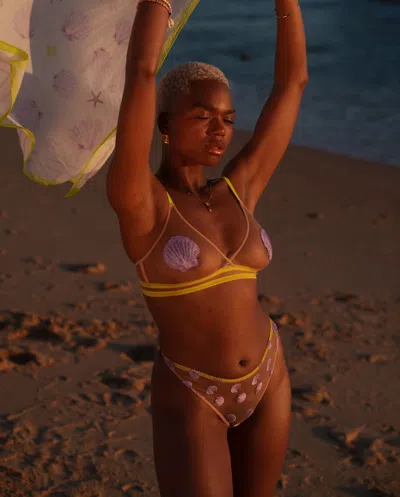 Understatement Mesh Bikini Briefs Warm Nude/lilac In Gold