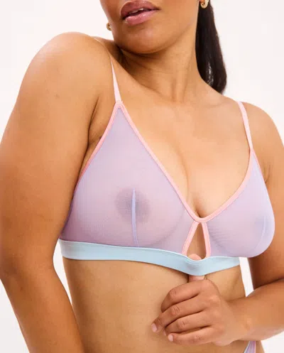 Understatement Mesh Cut-out Triangle Bralette Pastel Lilac In Gold