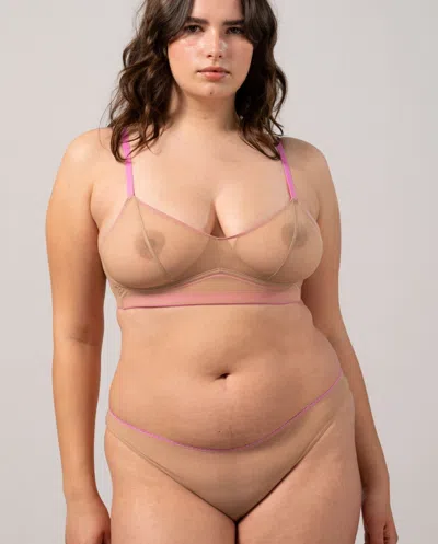 Understatement Mesh Bikini Briefs Warm Nude/candy Pink In Brown