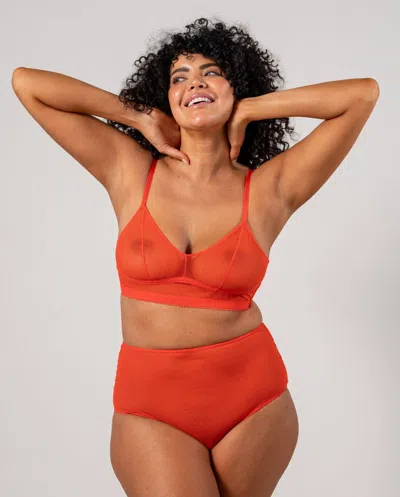 Understatement Mesh Highwaist Briefs Fiery Red In Gold