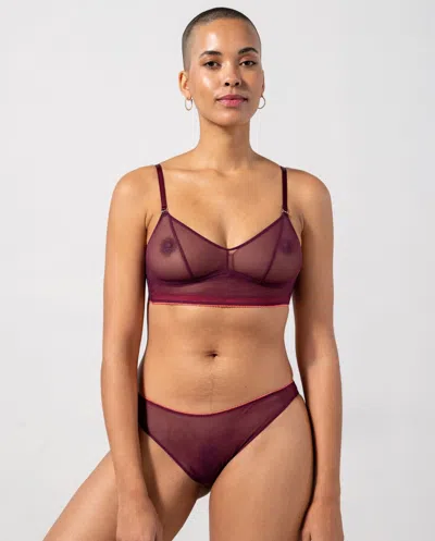 Understatement Mesh Bikini Briefs Cherry/coral In Purple