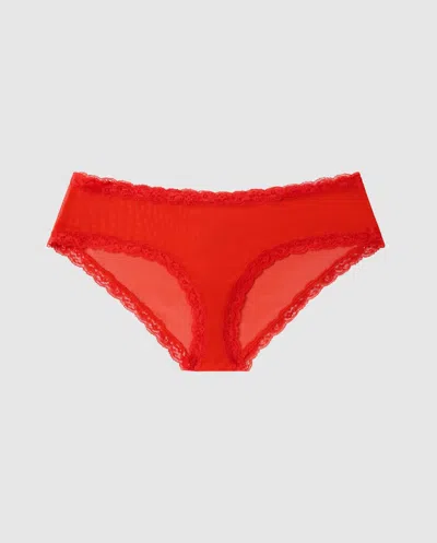 Understatement Mesh Lace Trim Hipster Fiery Red In Red