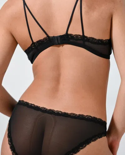 Understatement Mesh Lace Cut-out Triangle Bralette Black In Black