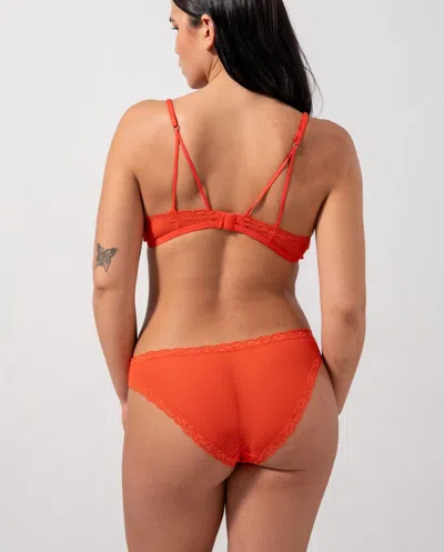 Understatement Mesh Lace Trim Bikini Briefs Fiery Red In Red