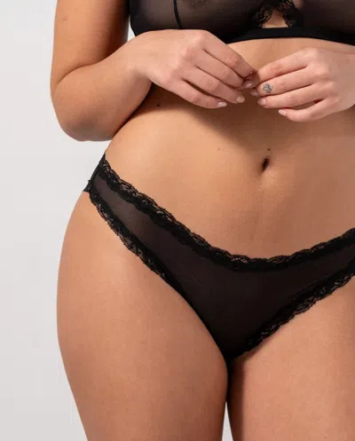 Understatement Mesh Lace Trim Bikini Briefs Black In Black