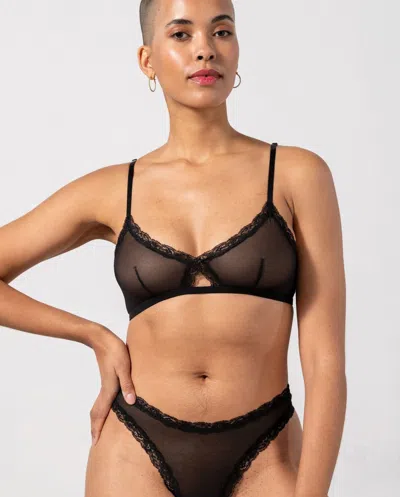 Understatement Mesh Lace Cut-out Triangle Bralette Black In Black