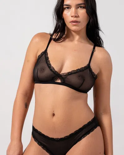 Understatement Mesh Lace Cut-out Triangle Bralette Black In Black