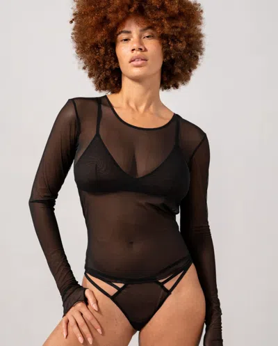 Understatement Mesh Longsleeve Tee In Black