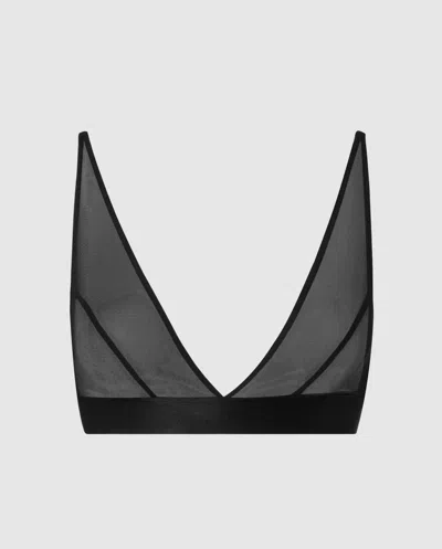 Understatement Mesh Plunge Bralette Black In Black