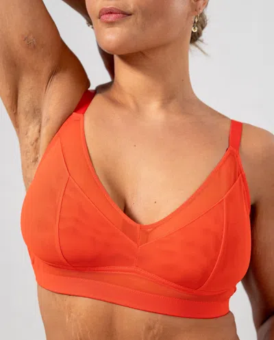 Understatement Mesh Support Bra Fiery Red In Orange