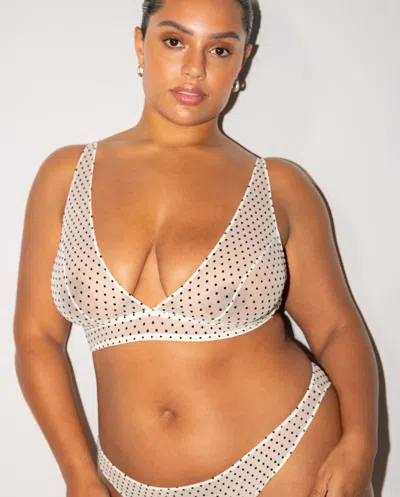 Understatement Mesh Plunge Bralette Cream/black In White