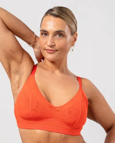 Understatement Mesh Support Bra Fiery Red In Orange