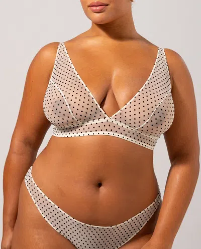 Understatement Mesh Plunge Bralette Cream/black In White