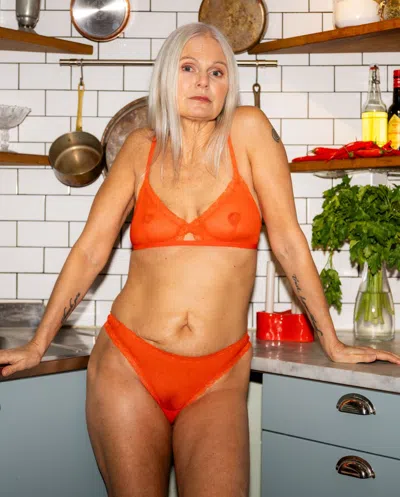 Understatement Mesh Lace Trim Thong Fiery Red In Red