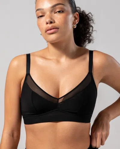 Understatement Mesh Support Bra Black In Black