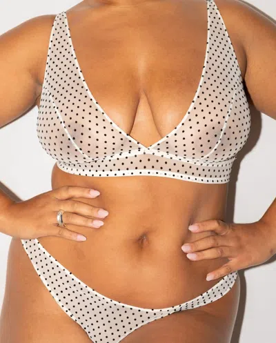 Understatement Mesh Plunge Bralette Cream/black In White